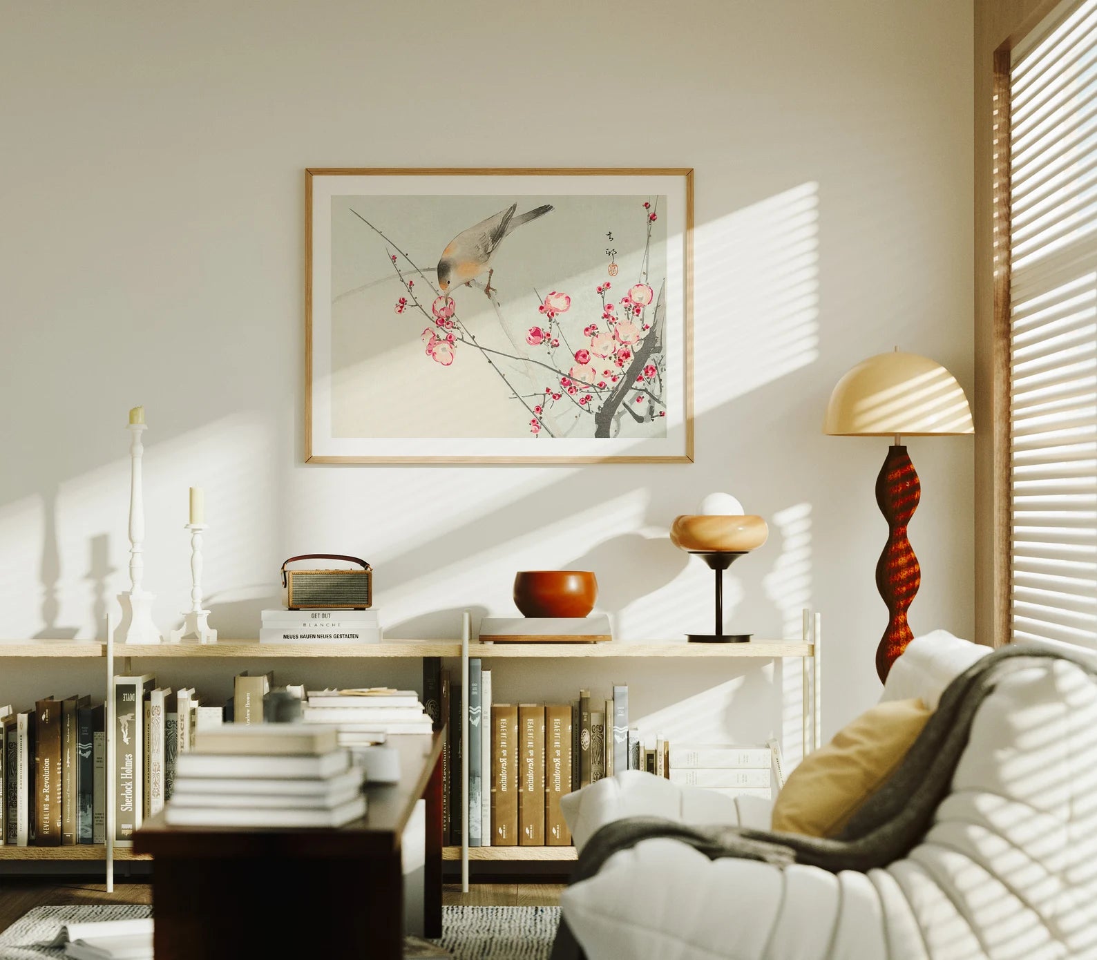 Horizontal 4x3 Living Room Wall Frame Mockup With Sunlight