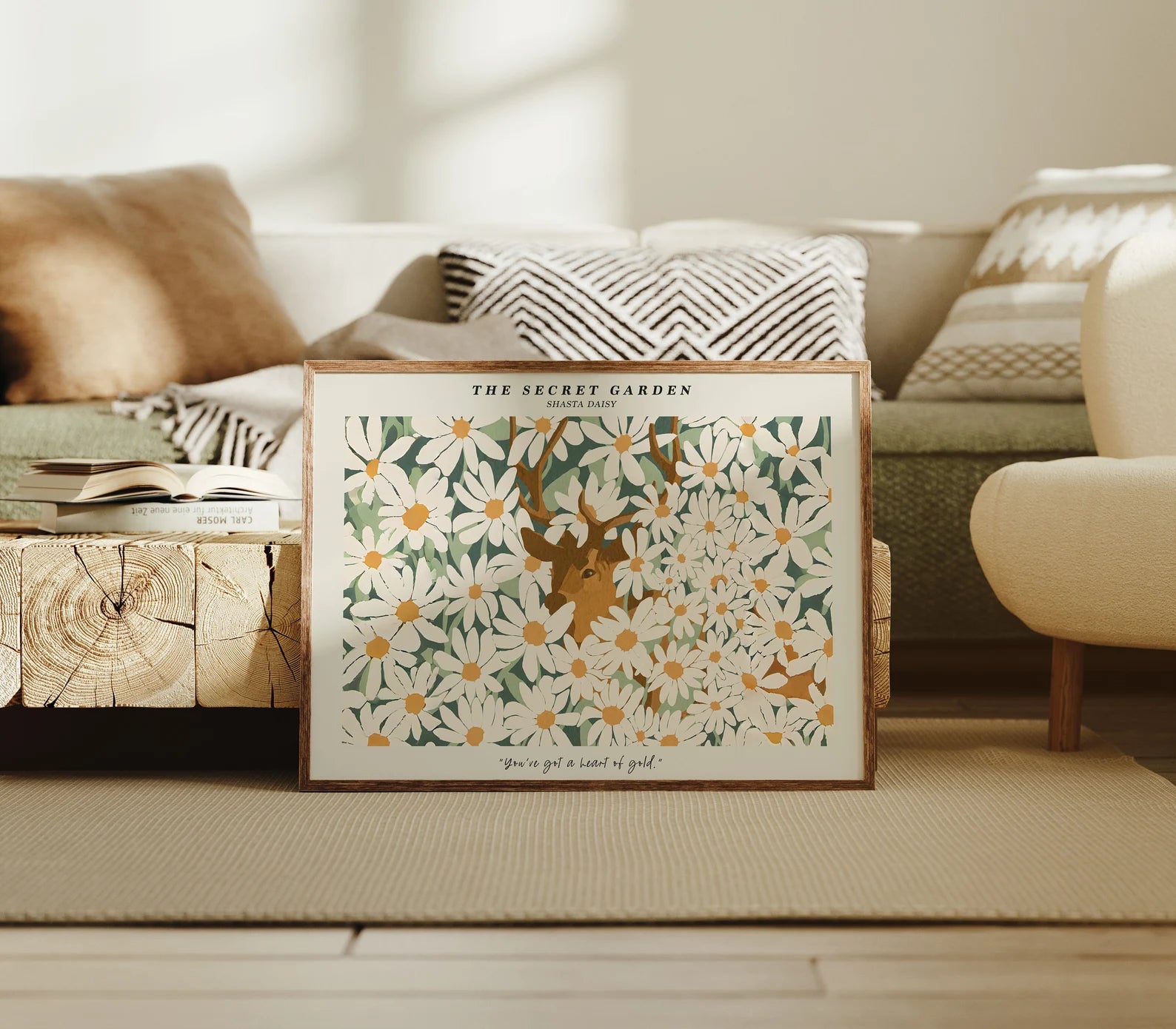 Horizontal 4x3 Living Room Frame Mockup With Sunlight