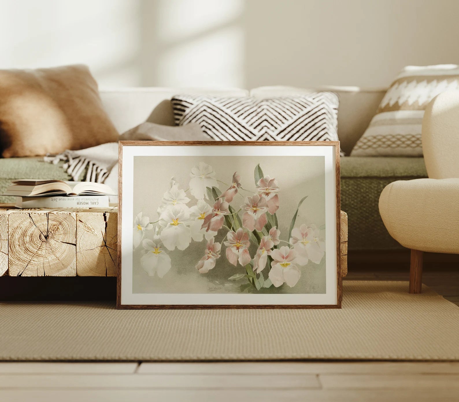 Horizontal 4x3 Living Room Frame Mockup With Sunlight