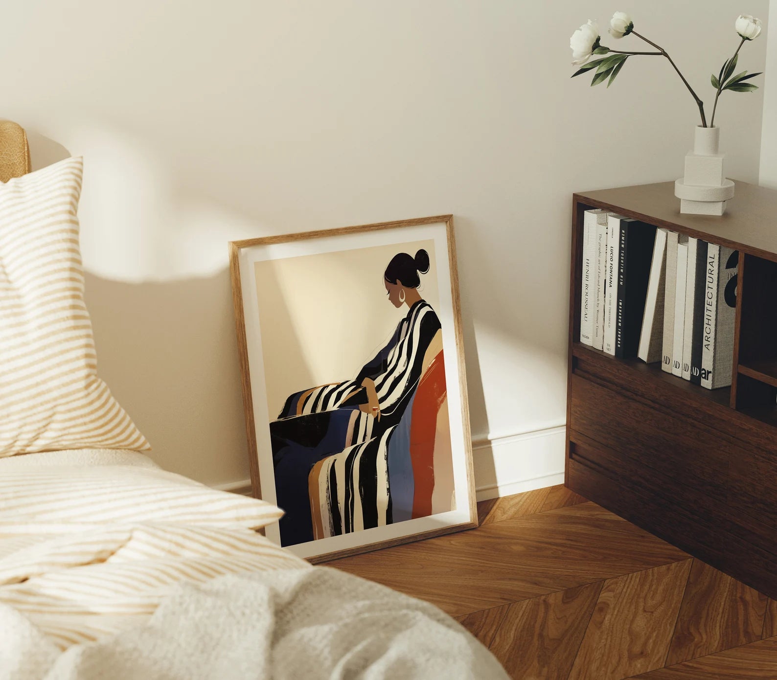 Vertical 3x4 Bedroom Frame Mockup With Sunlight