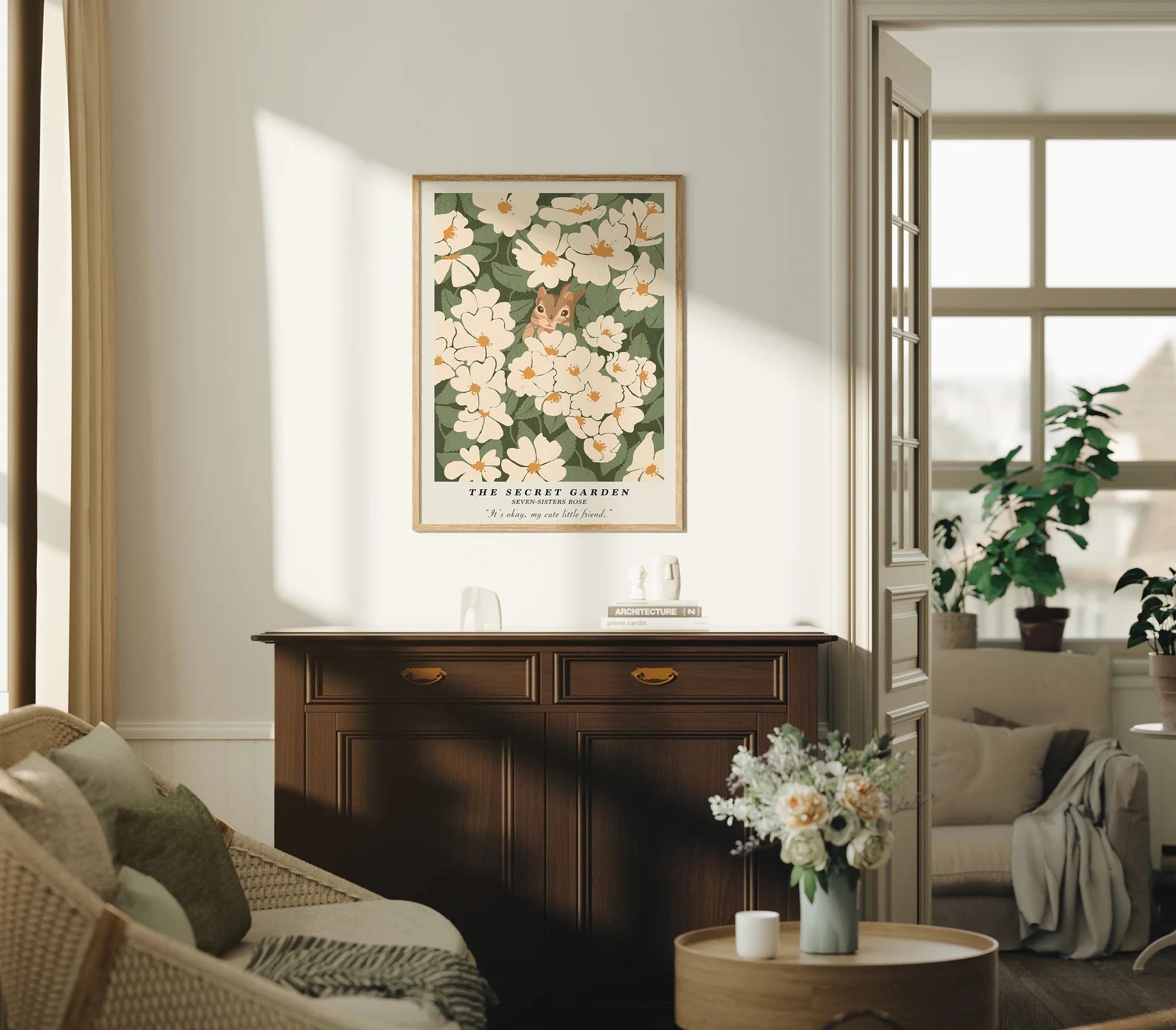 Vertical 3x4 Living Room Wall Frame Mockup With Sunlight