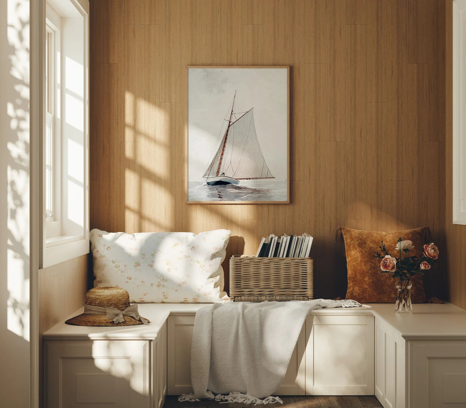 Vertical 3x4 Living Room Wall Frame Mockup With Sunlight