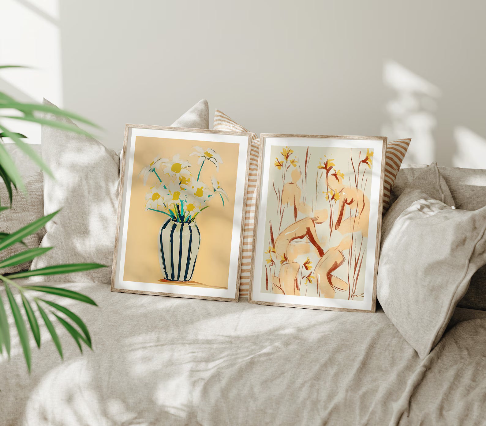 2 Vertical 3x4 Frames Mockup With Sunlight