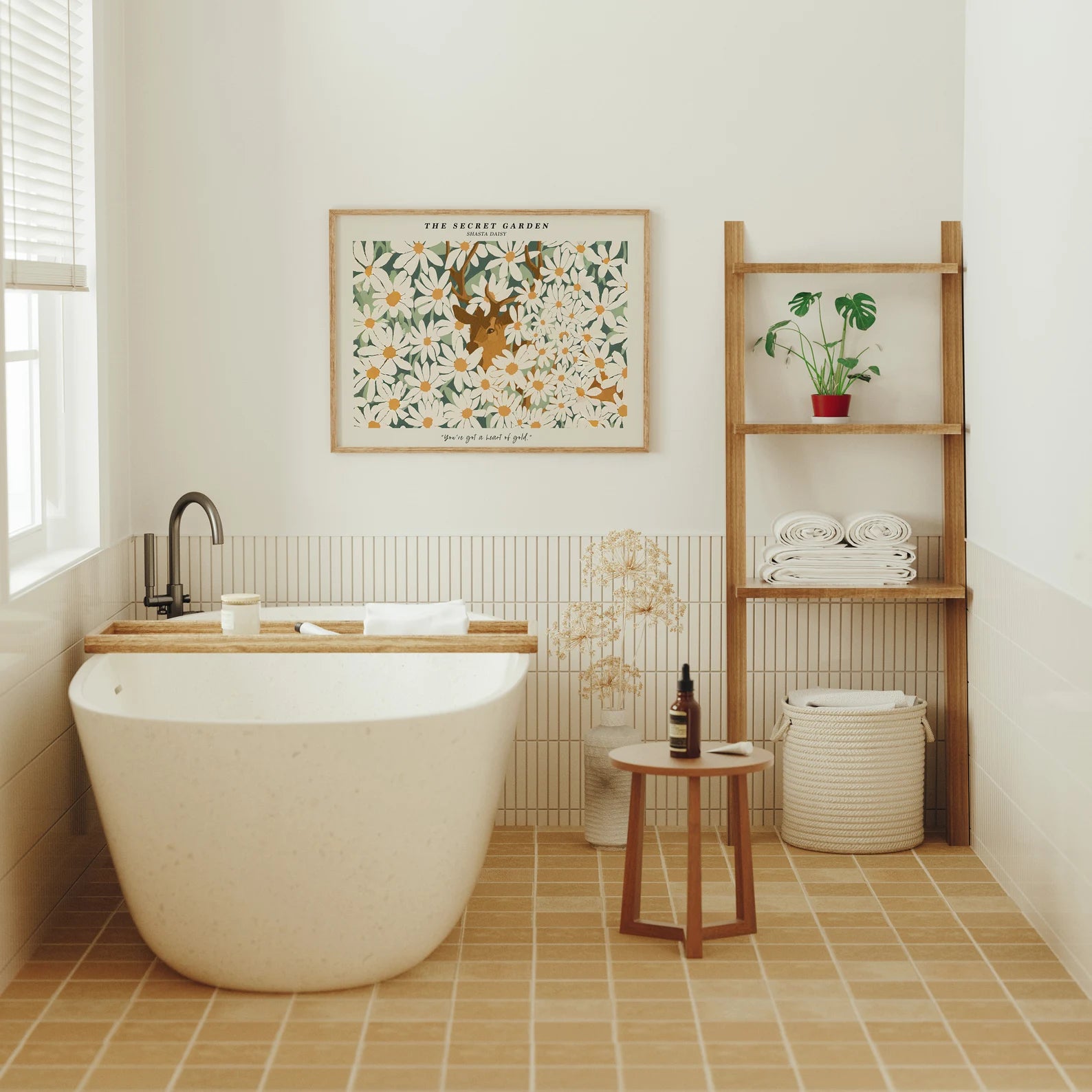 Horizontal 4x3 Bathroom Wall Frame Mockup