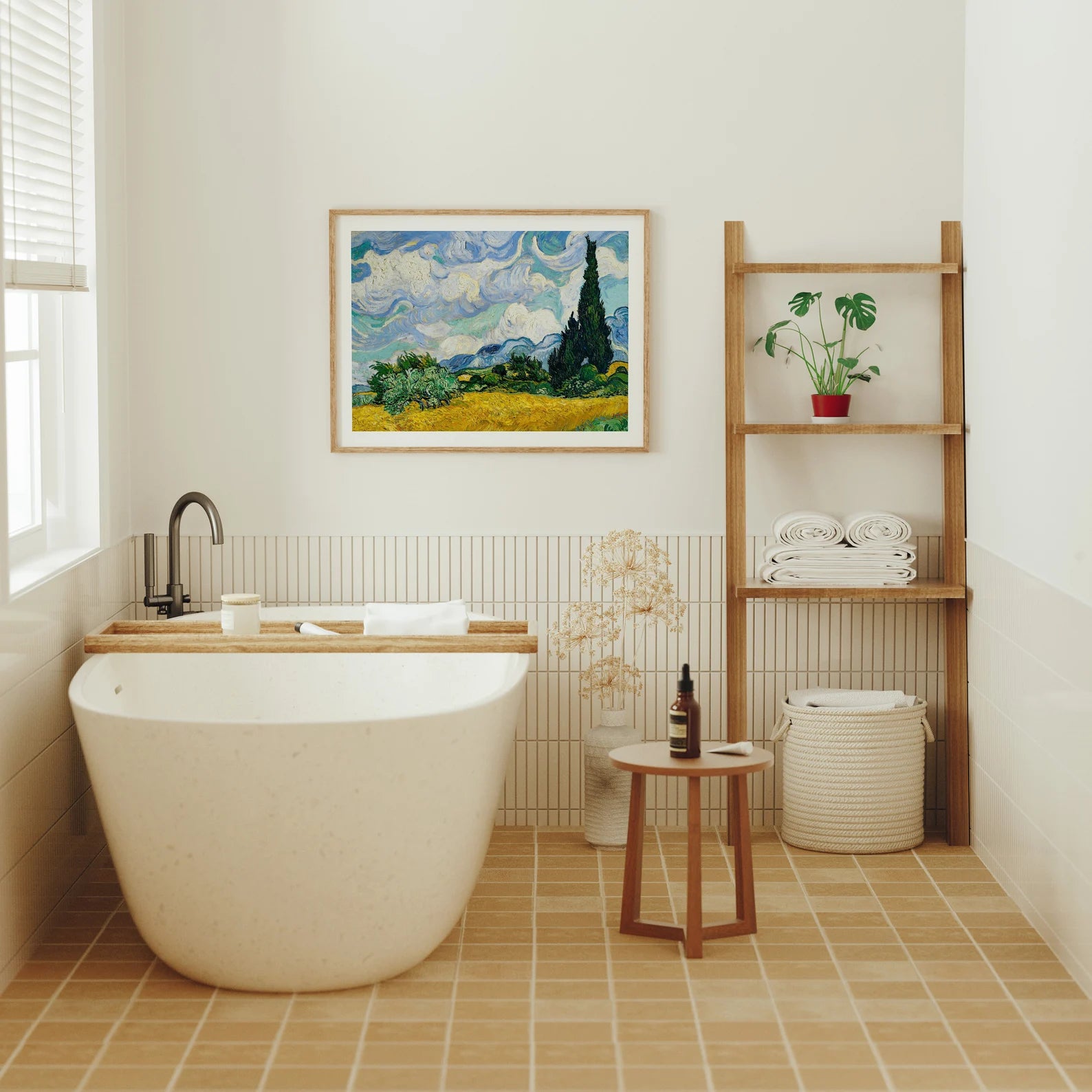 Horizontal 4x3 Bathroom Wall Frame Mockup