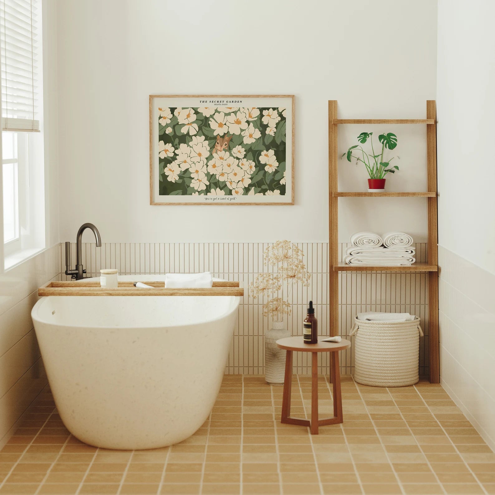 Horizontal 4x3 Bathroom Wall Frame Mockup