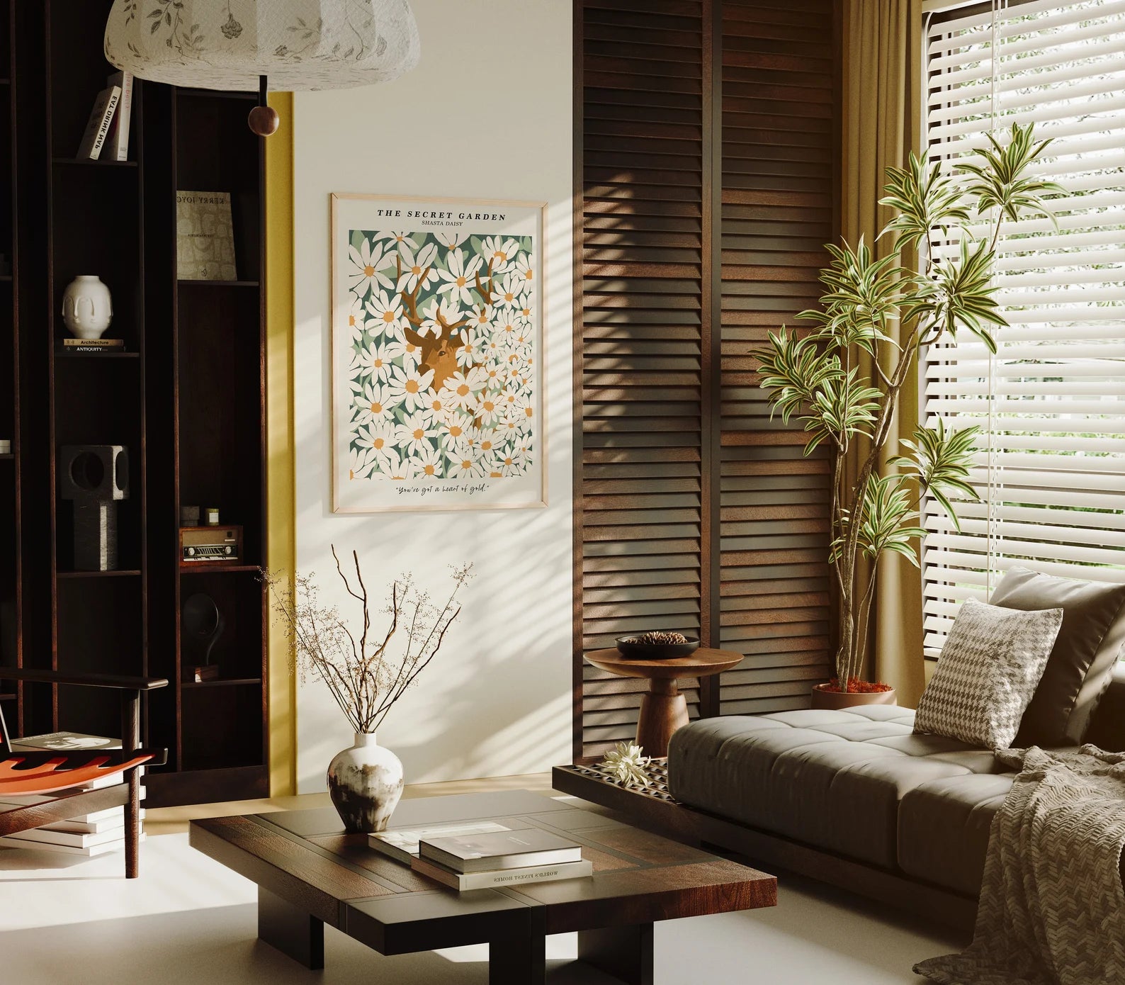 Vertical 3x4 Living Room Wall Frame Mockup With Sunlight