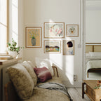 5 Wall Gallery 3x4 Frames Mockup With Sunlight