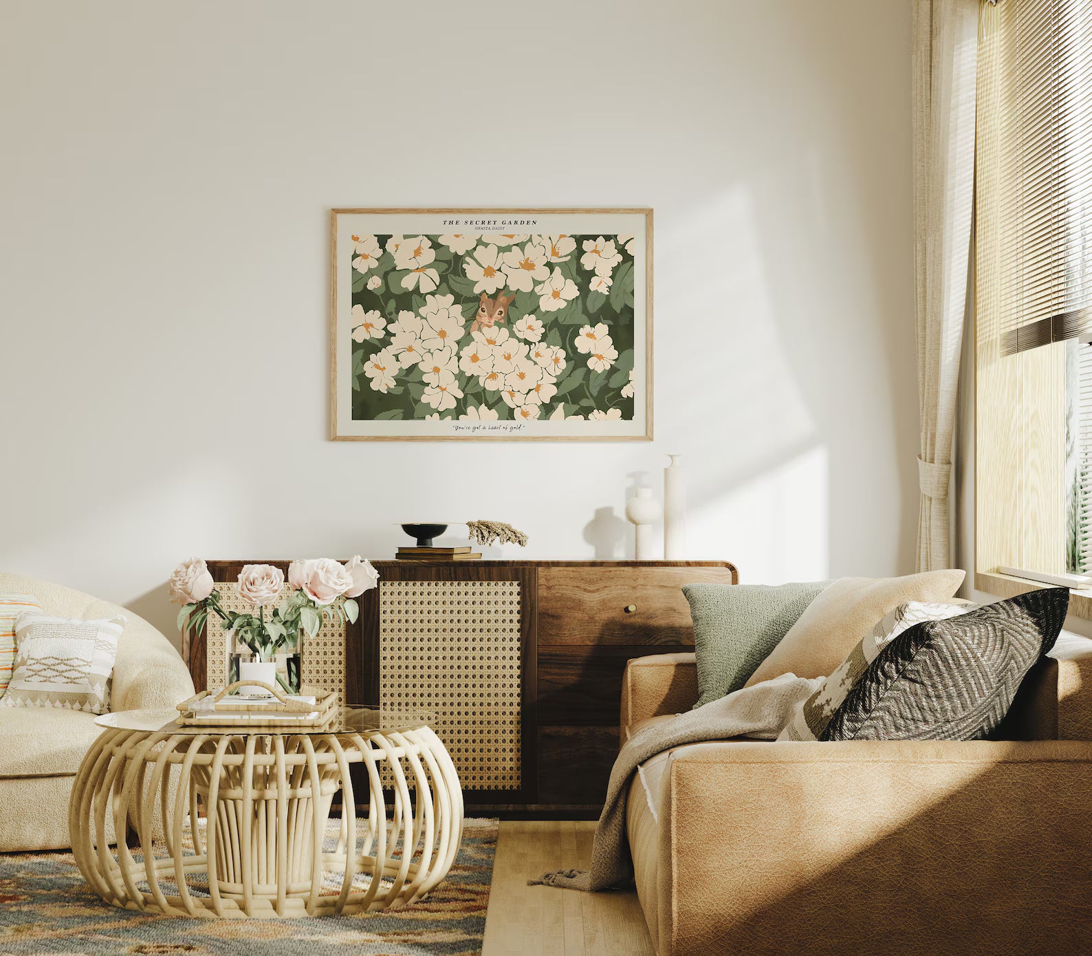 Horizontal 4x3 Living Room Wall Frame Mockup