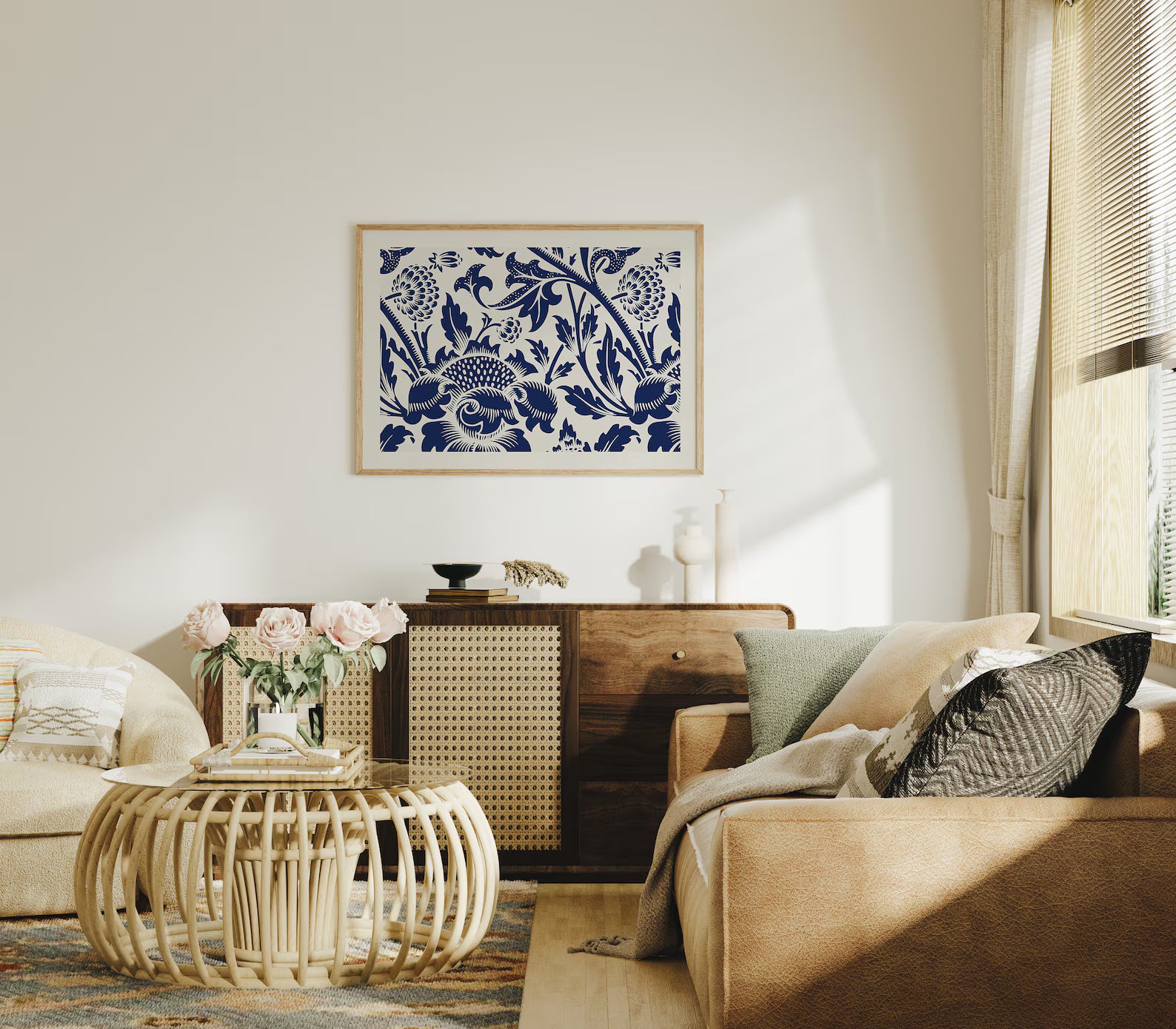 Horizontal 4x3 Living Room Wall Frame Mockup