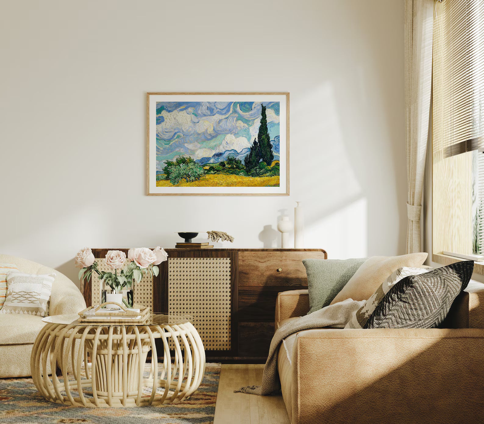 Horizontal 4x3 Living Room Wall Frame Mockup