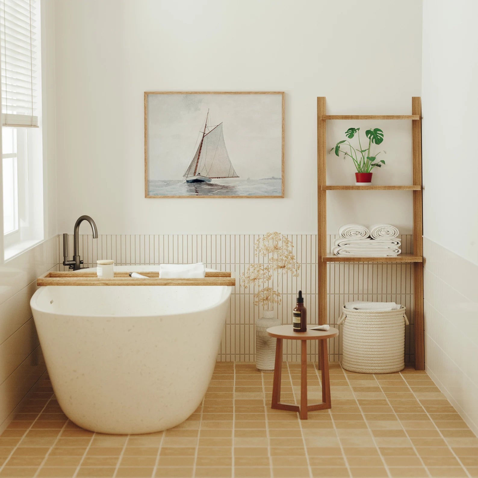 Horizontal 4x3 Bathroom Wall Frame Mockup