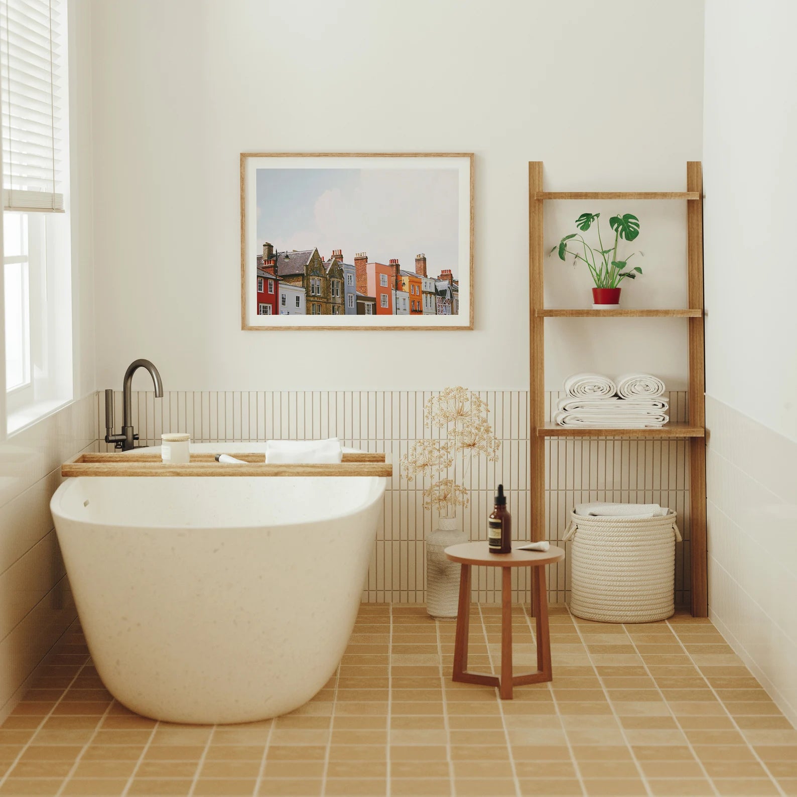 Horizontal 4x3 Bathroom Wall Frame Mockup