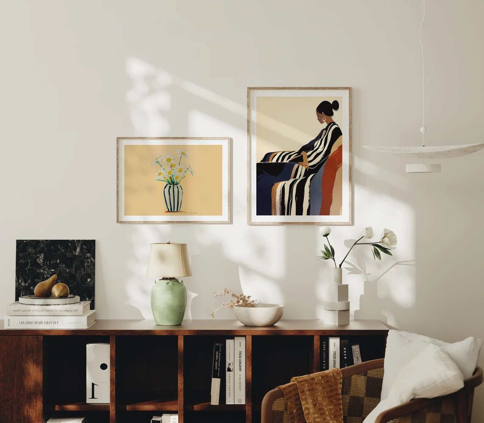 2 Wall 3x4 Frames Mockup With Sunlight