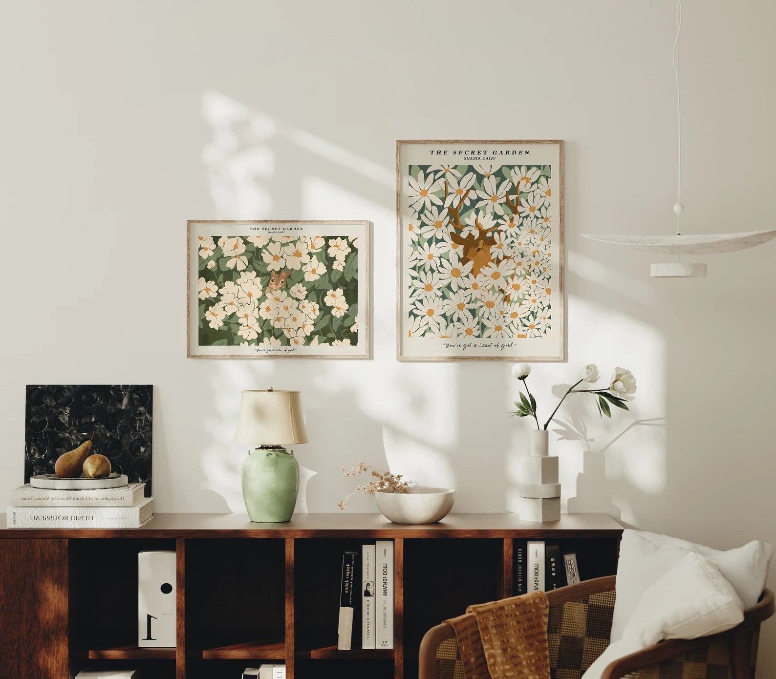 2 Wall 3x4 Frames Mockup With Sunlight