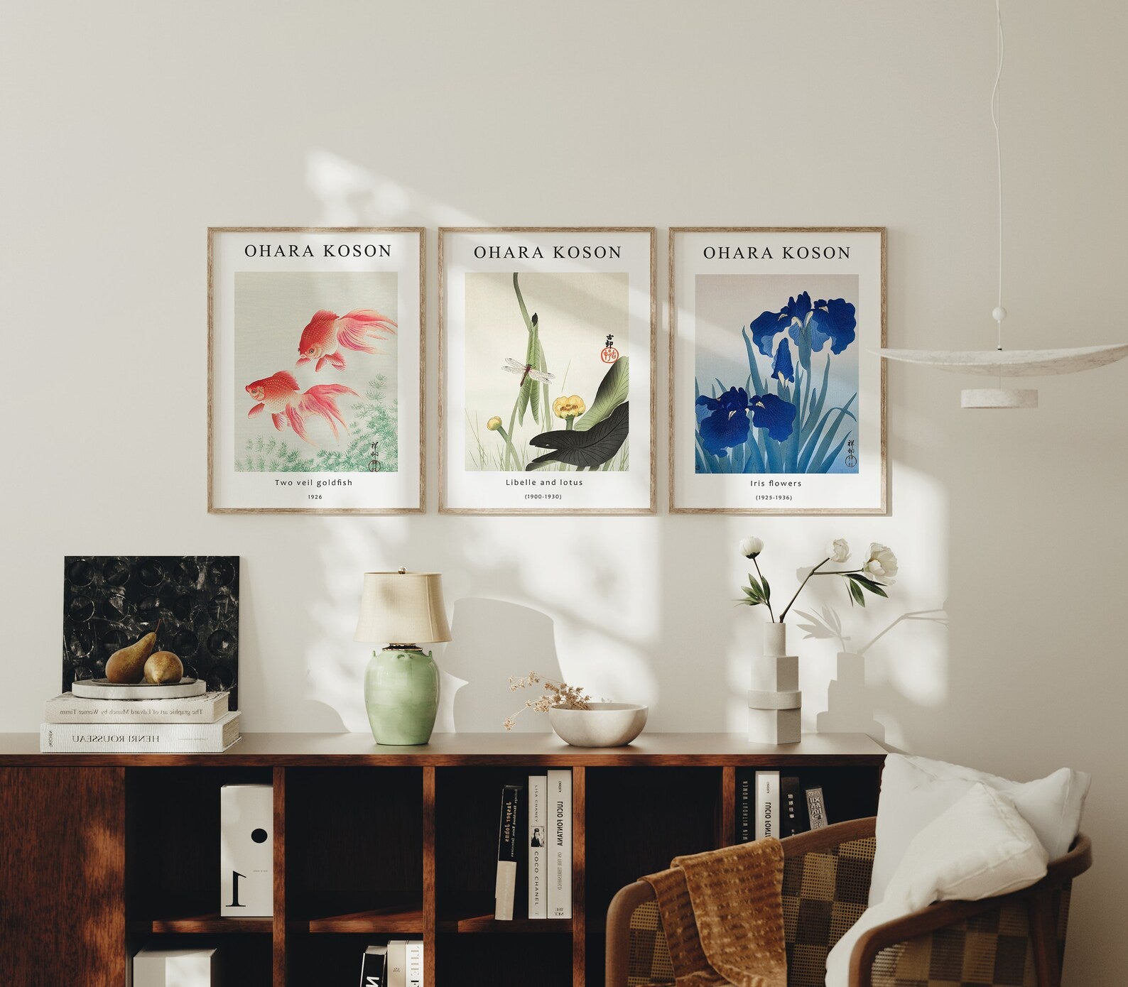 3 Vertical 3x4 Wall Frames Mockup With Sunlight