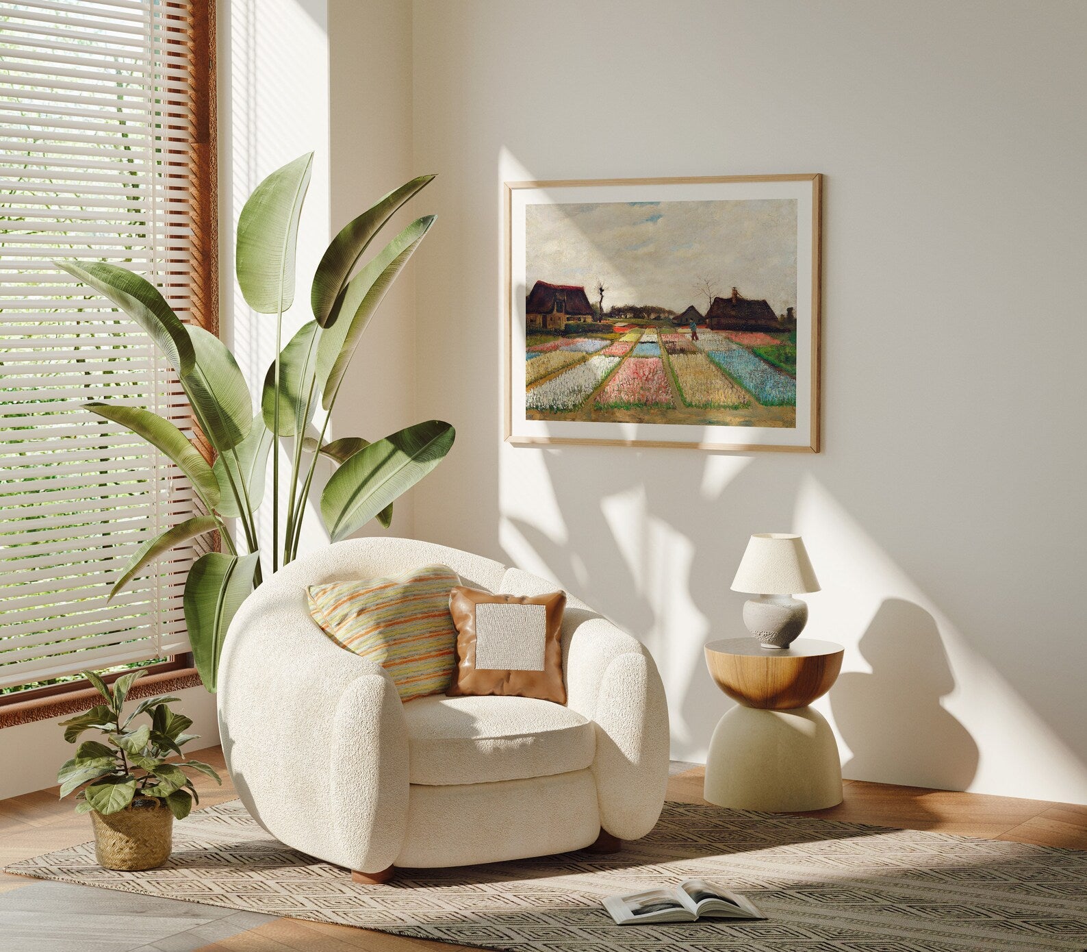 Horizontal 4x3 Living Room Wall Frame Mockup With Sunlight