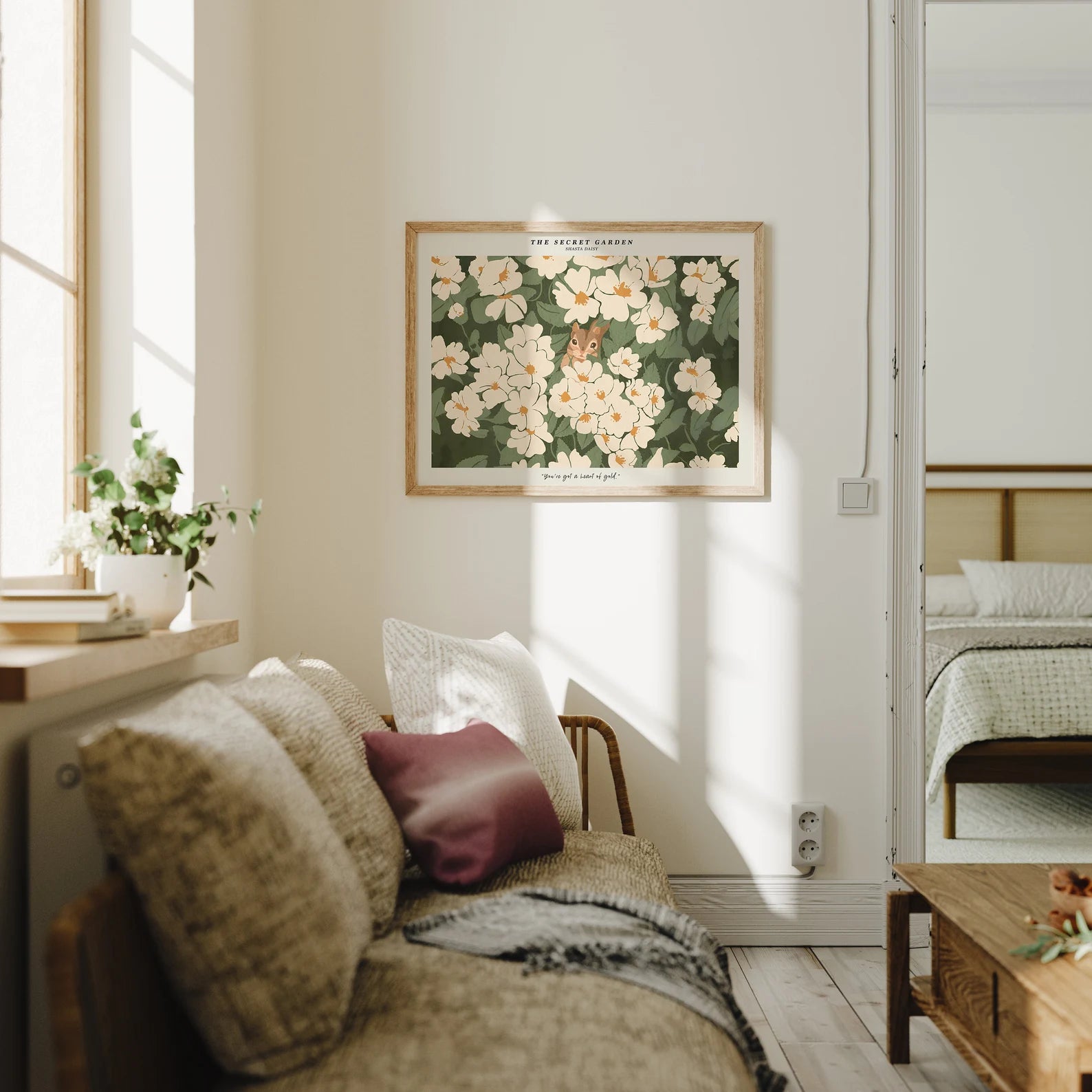 Horizontal 4x3 Wall Frame Mockup With Sunlight