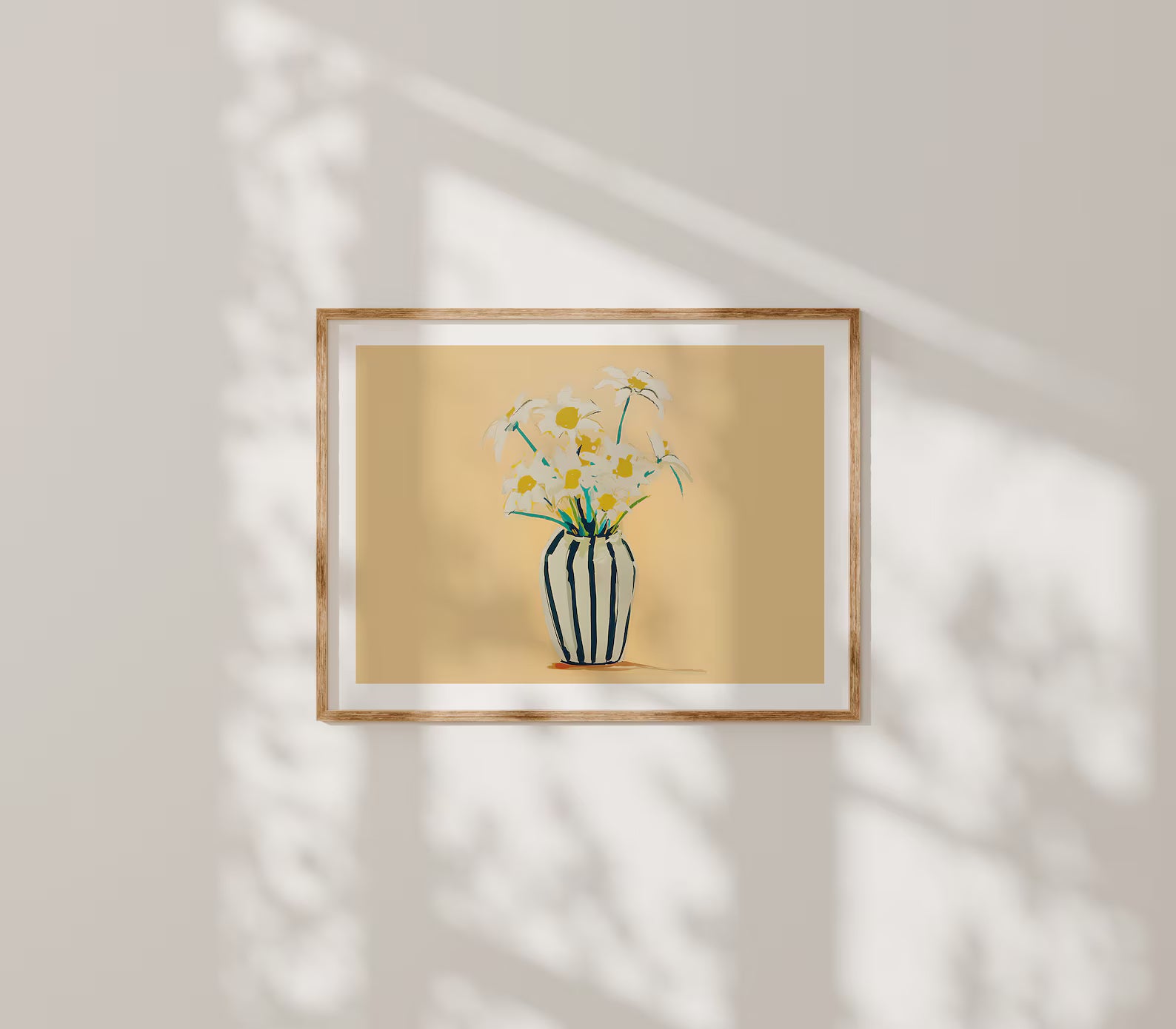 Horizontal 4x3 Wall Frame Mockup With Sunlight