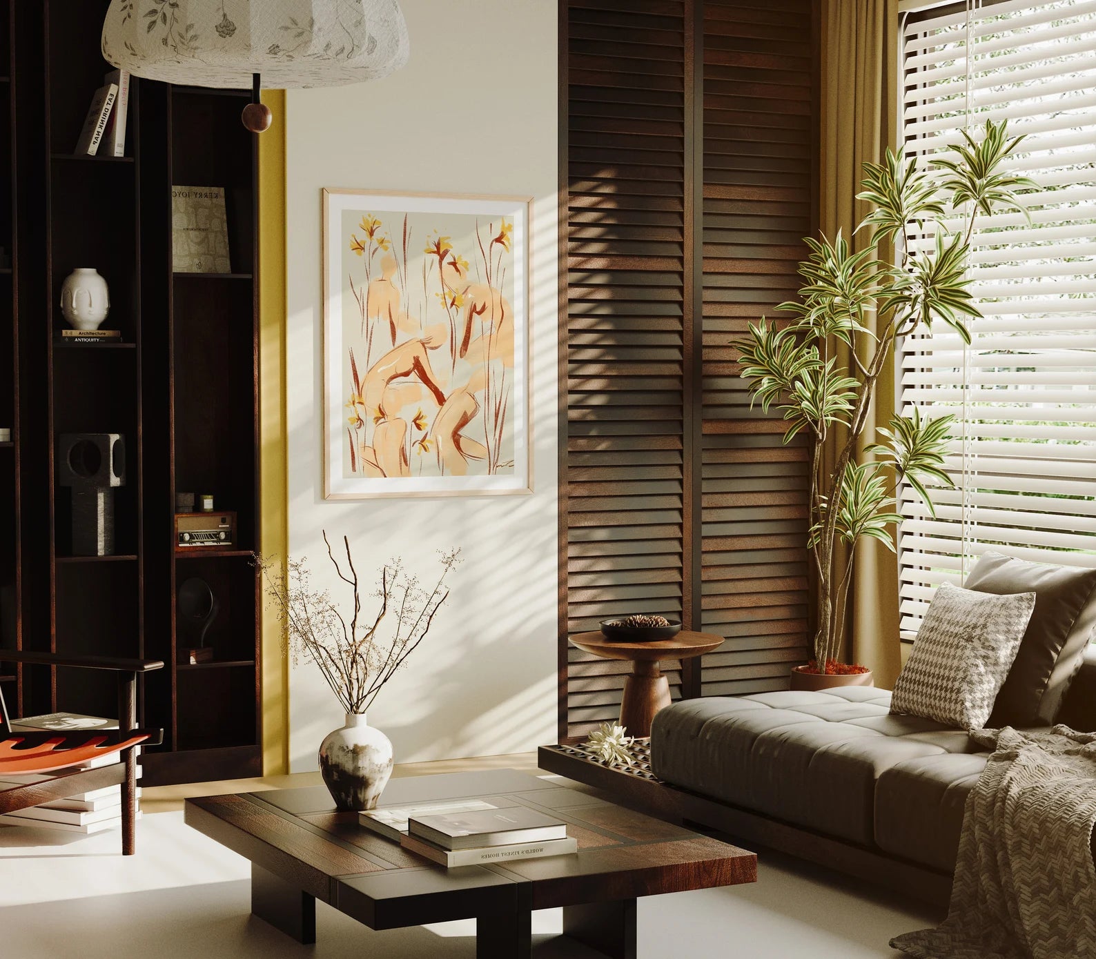 Vertical 3x4 Living Room Wall Frame Mockup With Sunlight