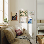 5 Wall Gallery 3x4 Frames Mockup With Sunlight