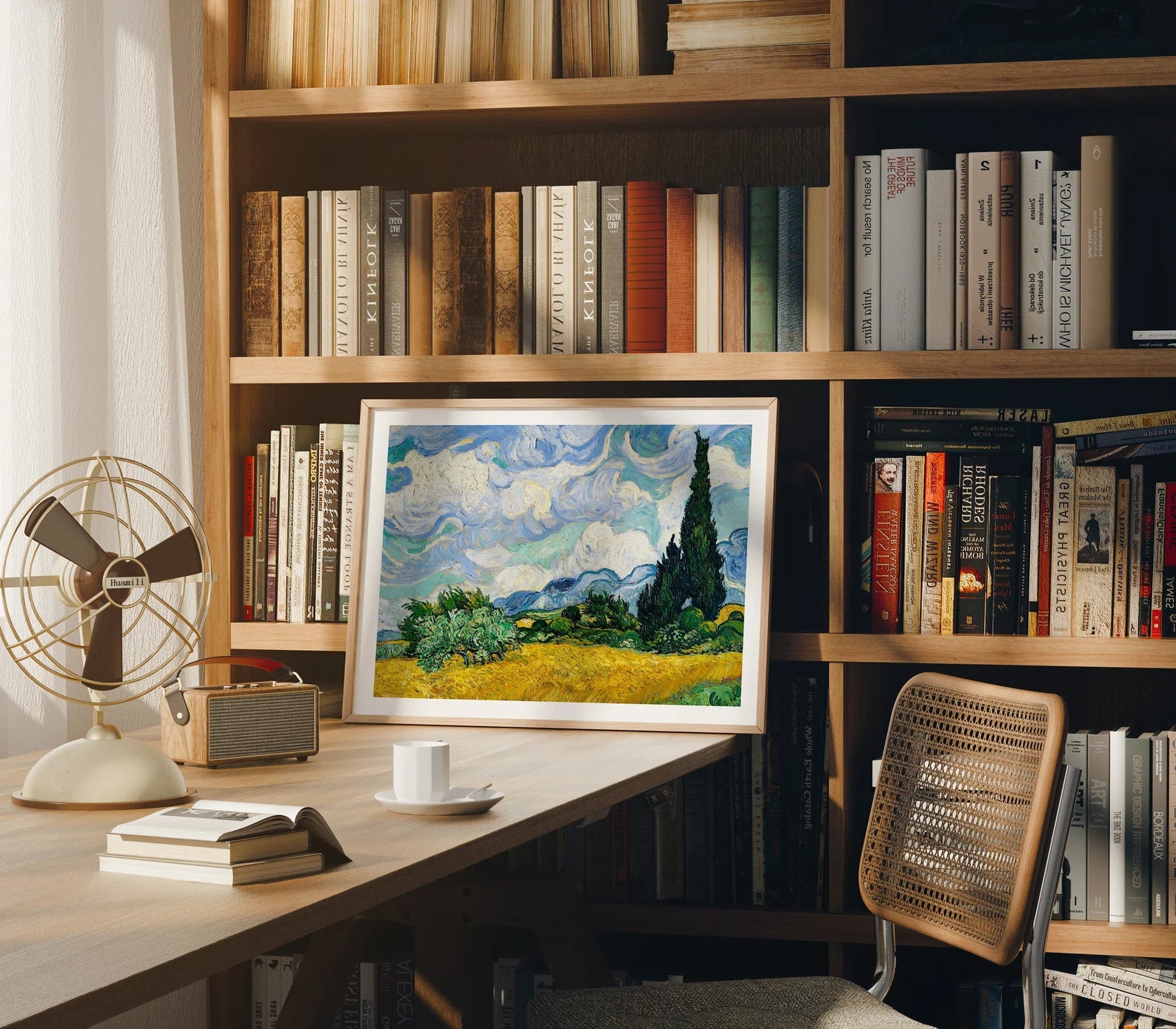 Horizontal 4x3 Library Frame Mockup With Sunlight