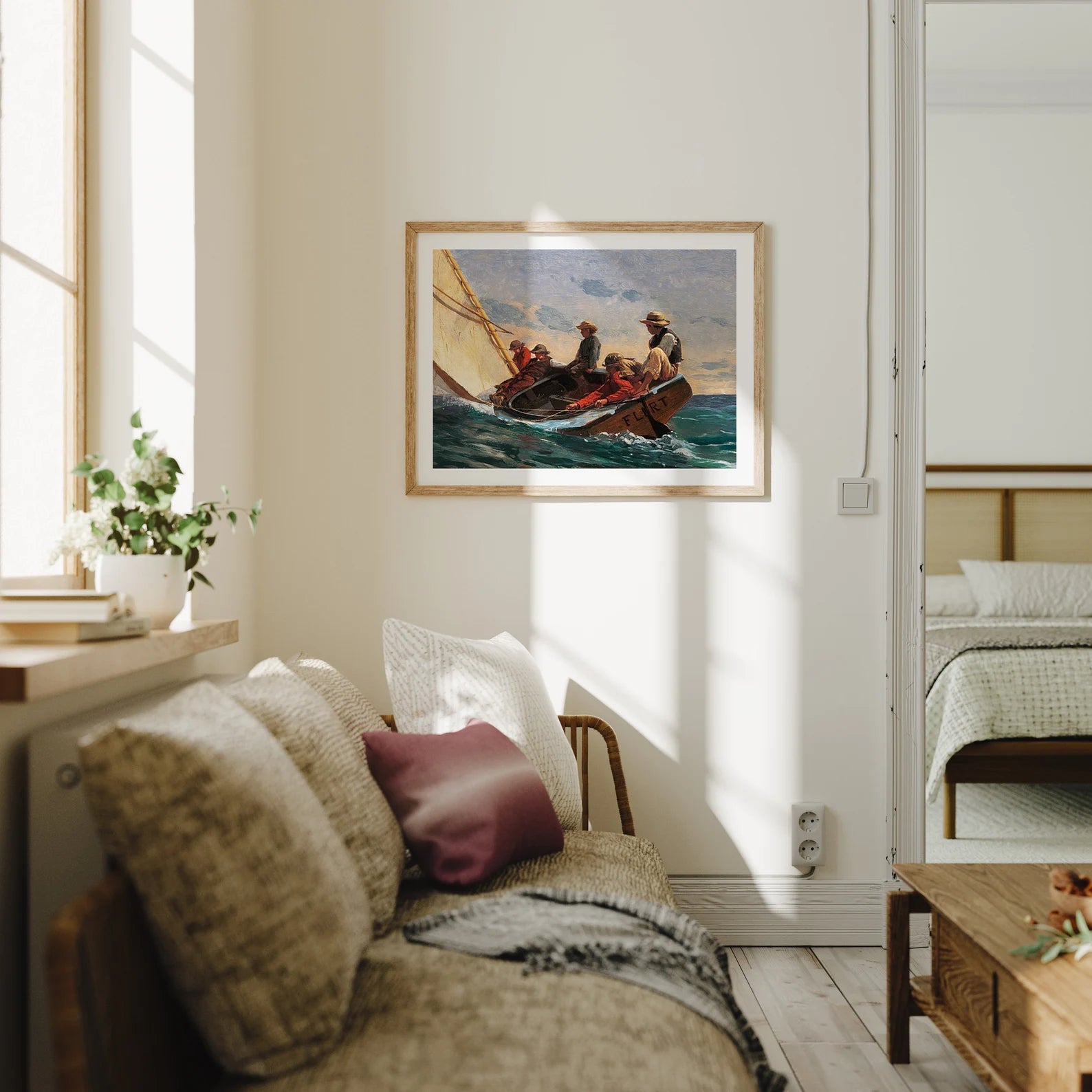 Horizontal 4x3 Wall Frame Mockup With Sunlight