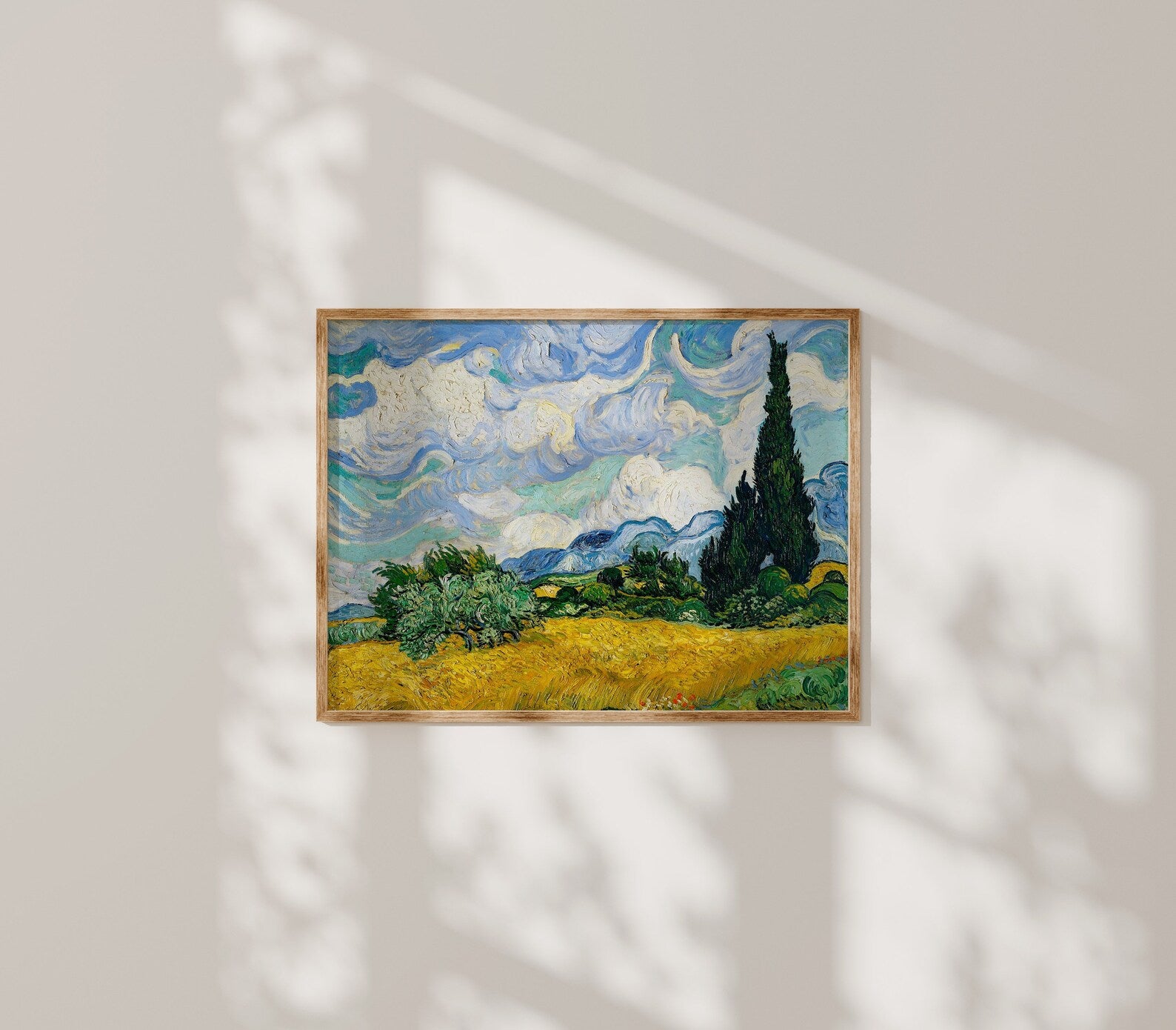 Horizontal 4x3 Wall Frame Mockup With Sunlight