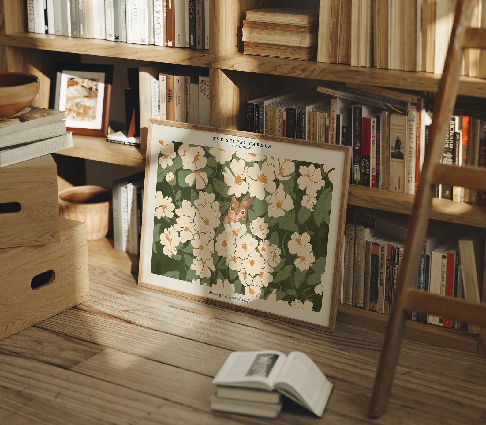 Horizontal 4x3 Library Frame Mockup With Sunlight