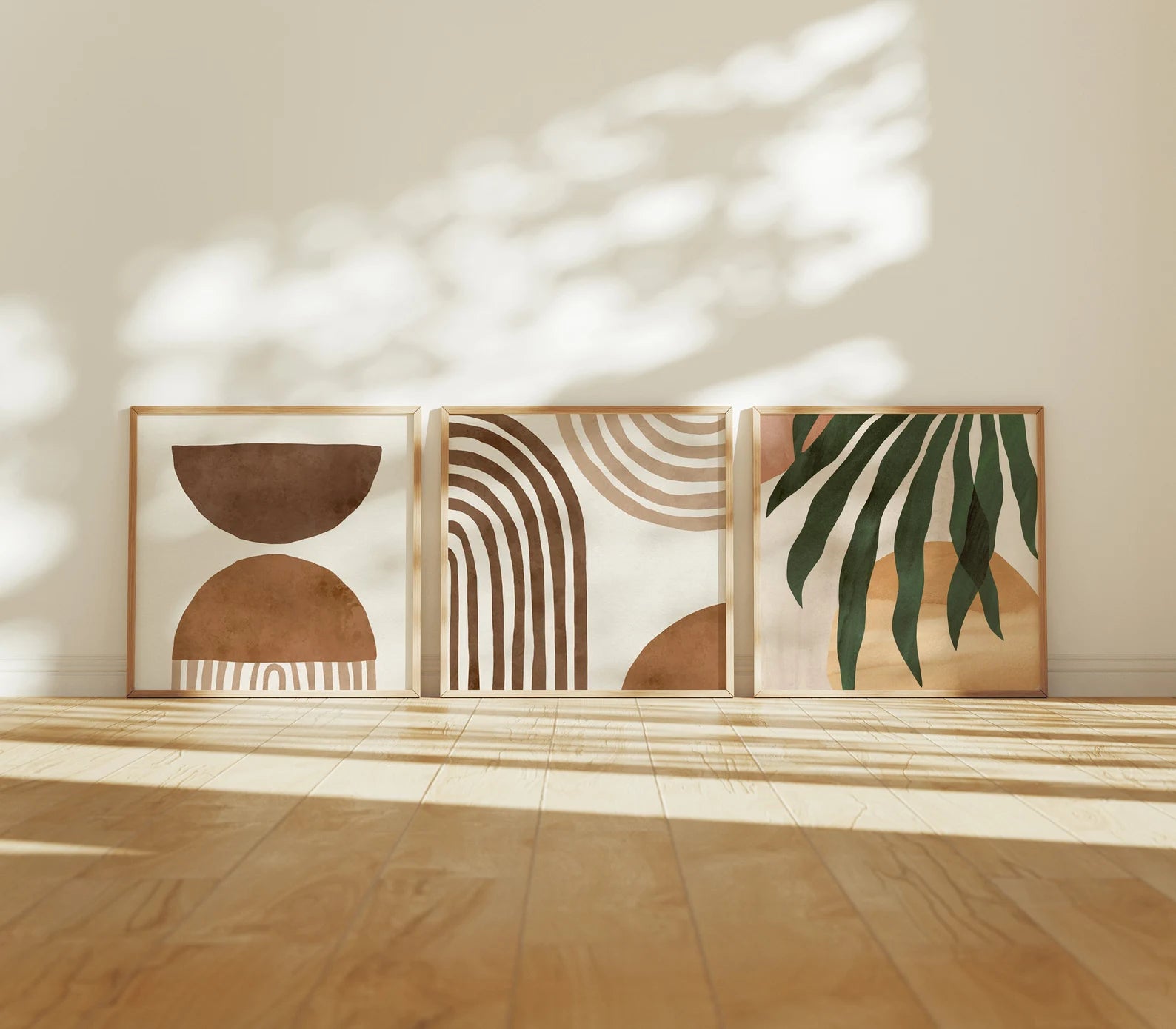 3 Square Frames Mockup With Sunlight