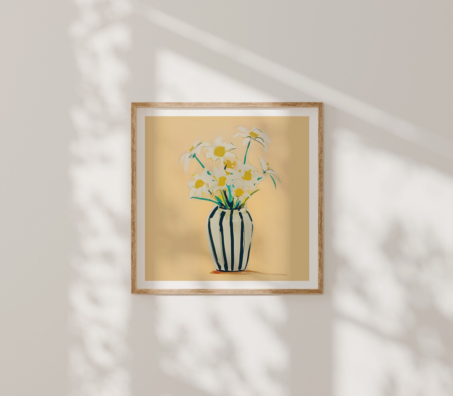 Square Wall Frame Mockup With Sunlight