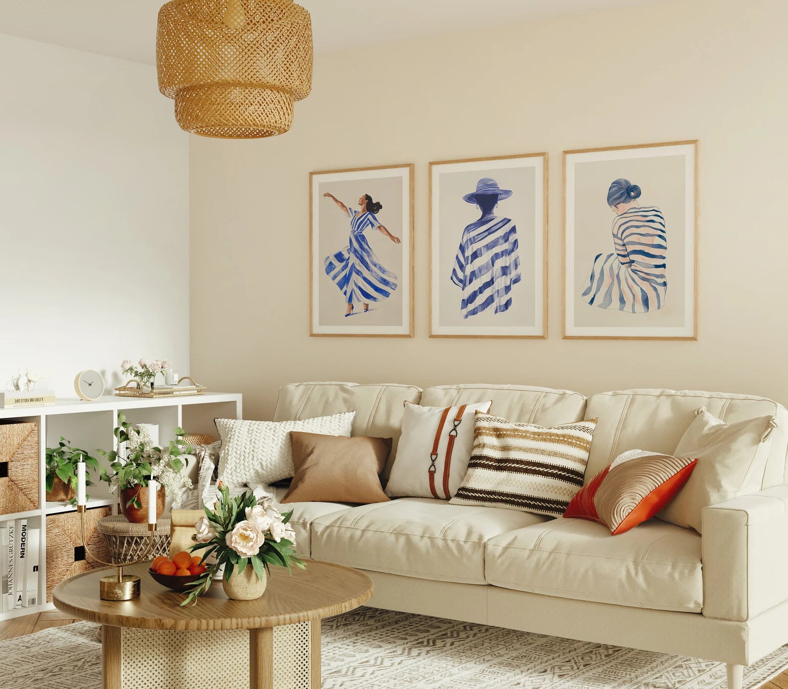 3 Vertical 3x4 Living Room Wall Frames Mockup