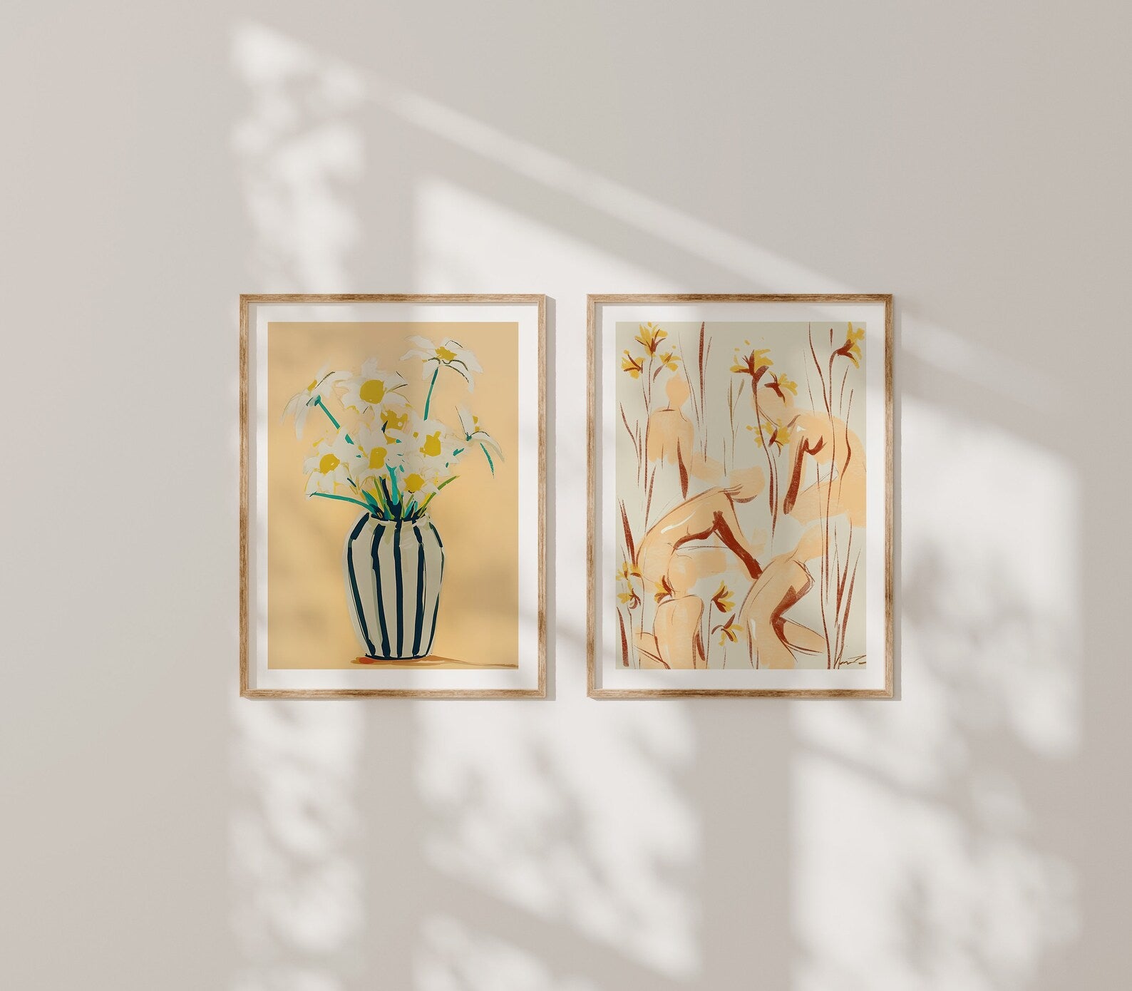 2 Vertical 3x4 Wall Frames Mockup With Sunlight