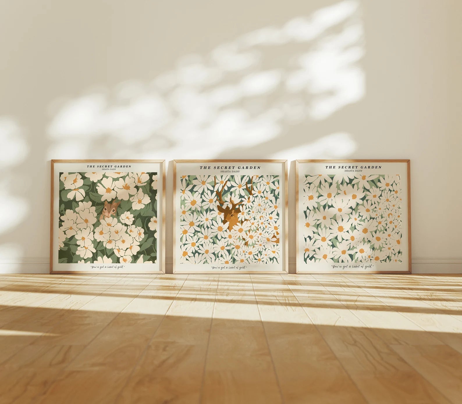 3 Square Frames Mockup With Sunlight