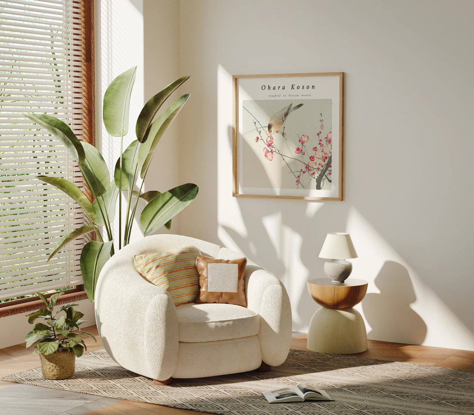 Square Living Room Wall Frame Mockup With Sunlight