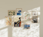 8 Wall Gallery Frames Mockup With Sunlight