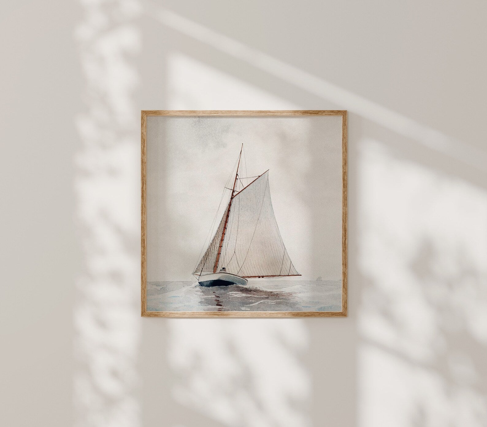 Square Wall Frame Mockup With Sunlight