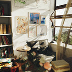 5 Wall Frames Mockup With Sunlight