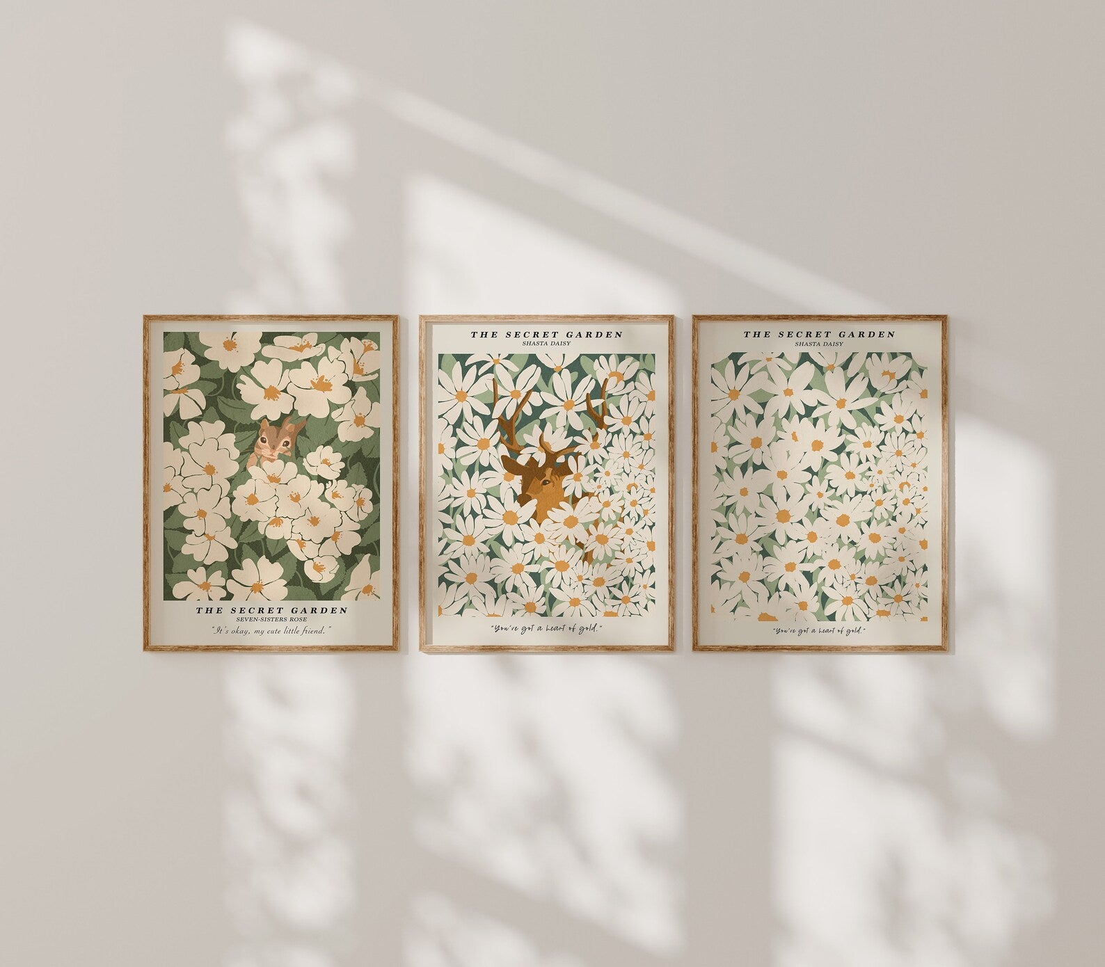 3 Vertical 3x4 Wall Frames Mockup With Sunlight