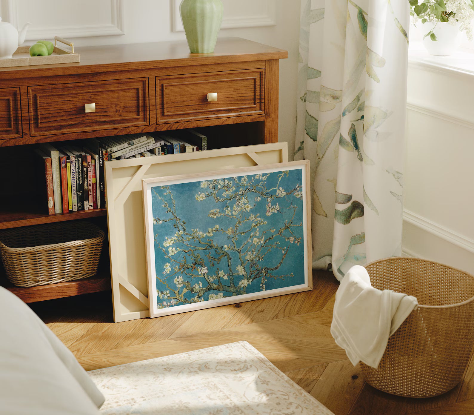 Horizontal 4x3 Bedroom Frame Mockup With Sunlight