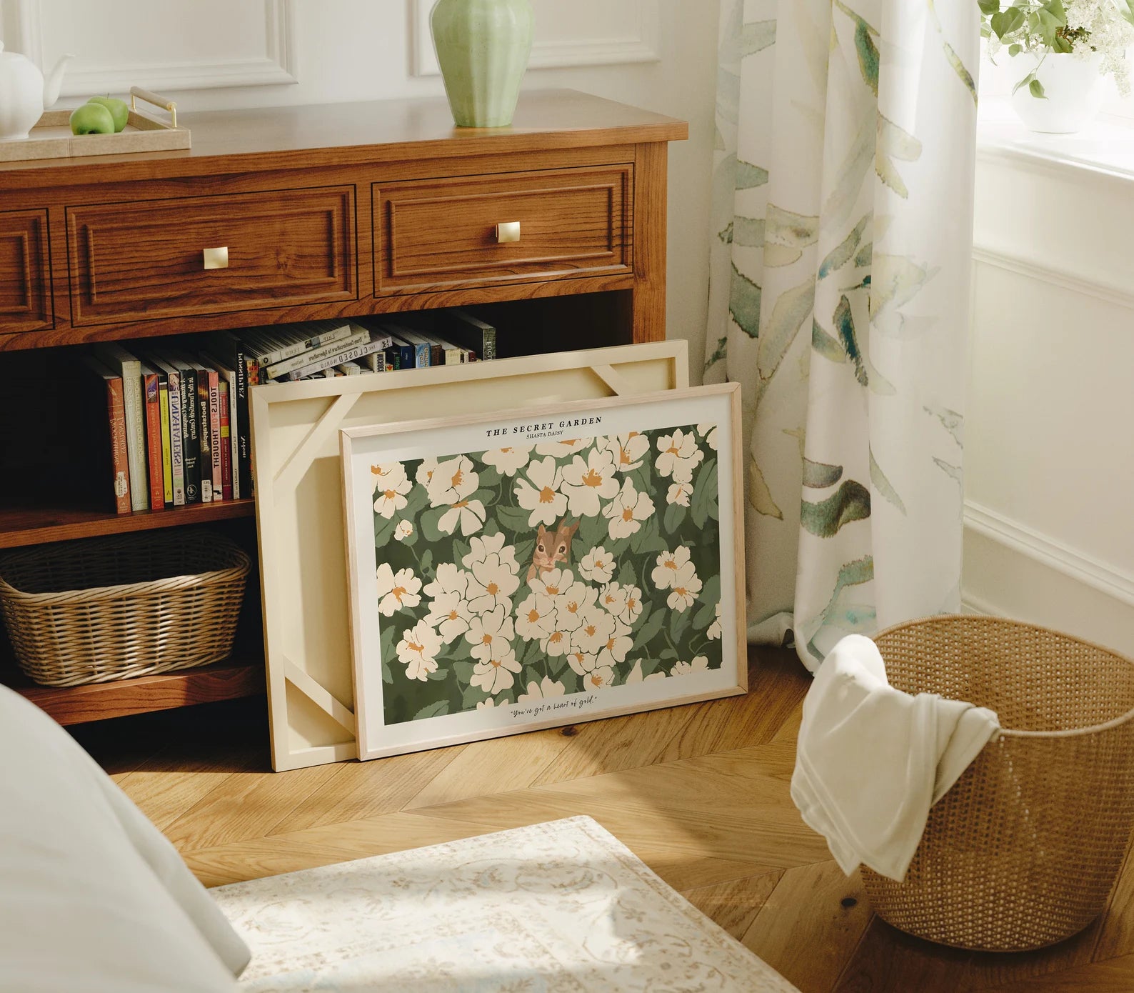 Horizontal 4x3 Bedroom Frame Mockup With Sunlight