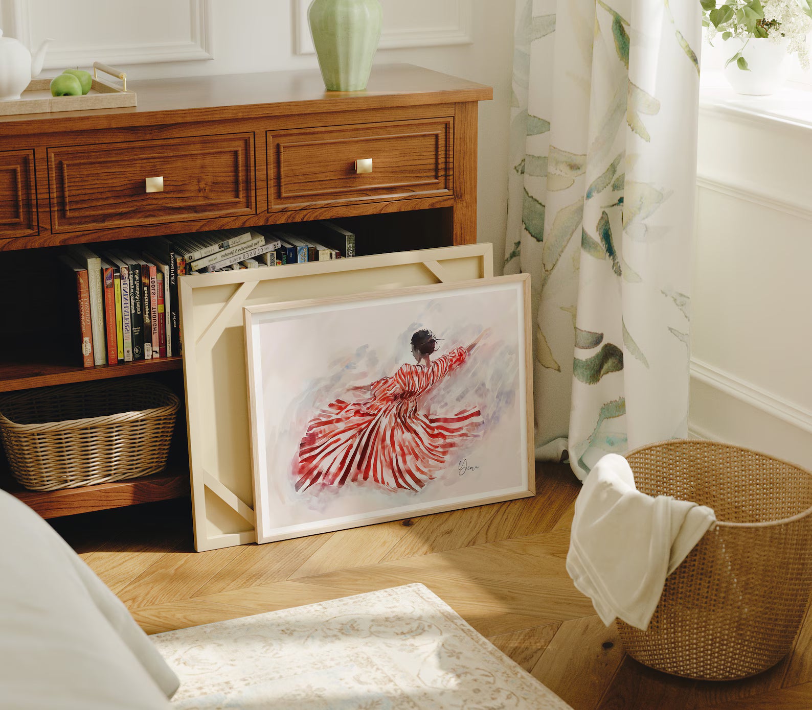 Horizontal 4x3 Bedroom Frame Mockup With Sunlight