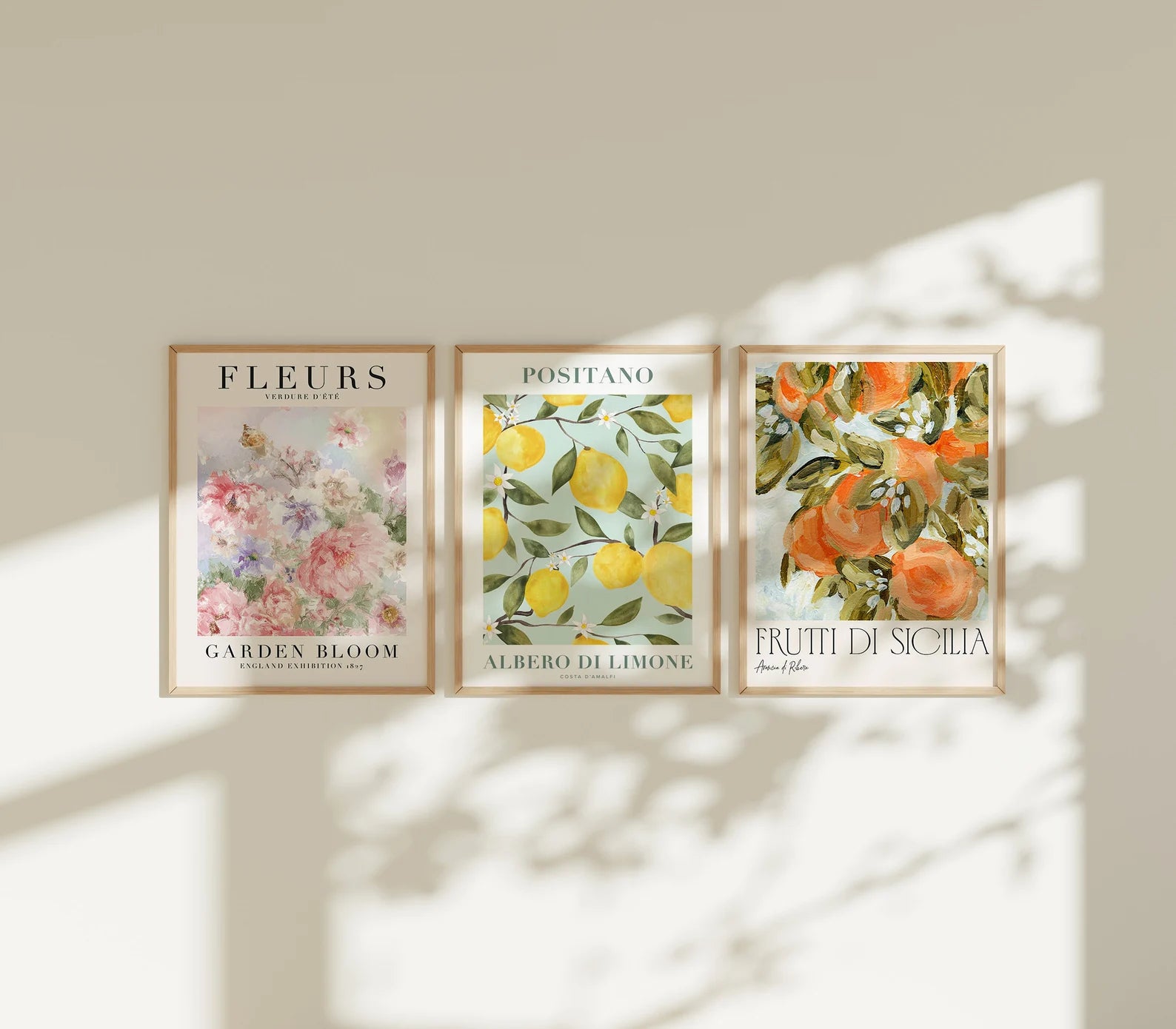 3 Vertical 3x4 Wall Frames Mockup With Sunlight