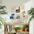 6 Vertical 5x7 Wall Frames Mockup With Sunlight