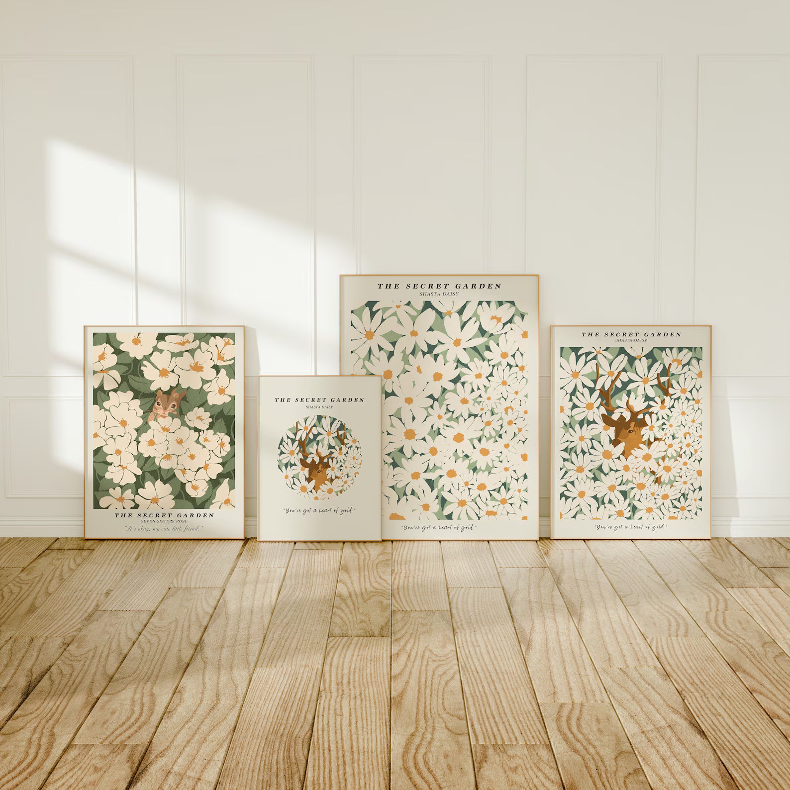 4 Vertical 3x4 Frames Mockup With Sunlight