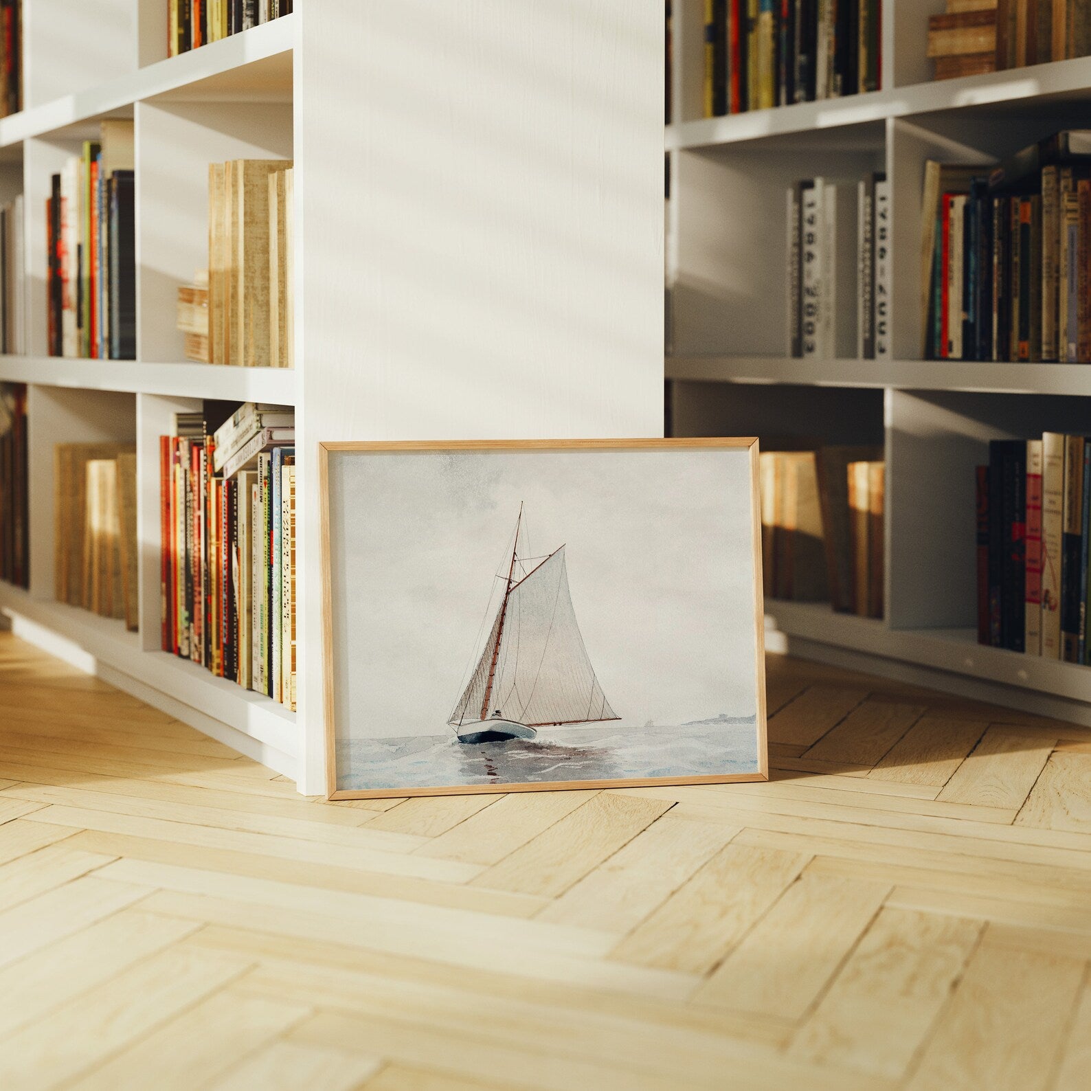 Horizontal 4x3 Library Frame Mockup With Sunlight