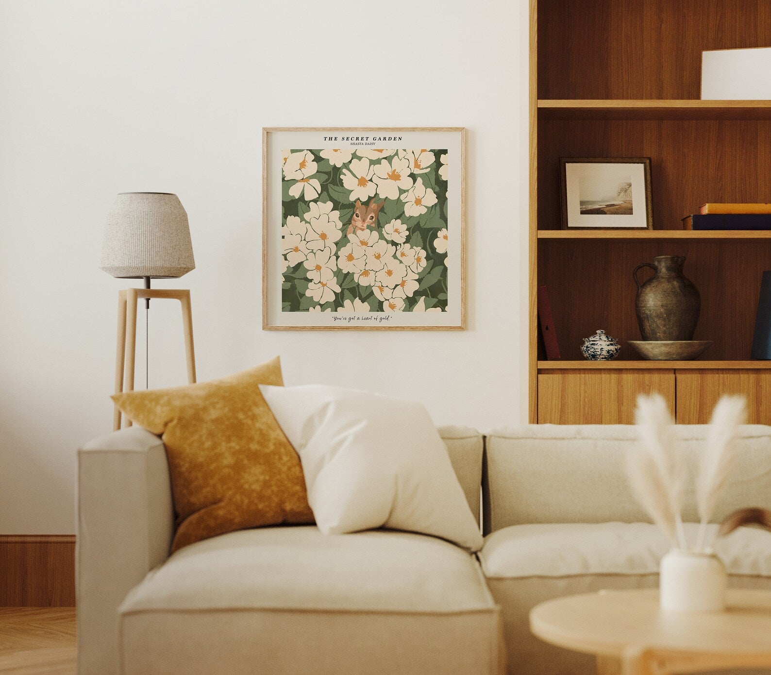 Square Living Room Wall Frame Mockup