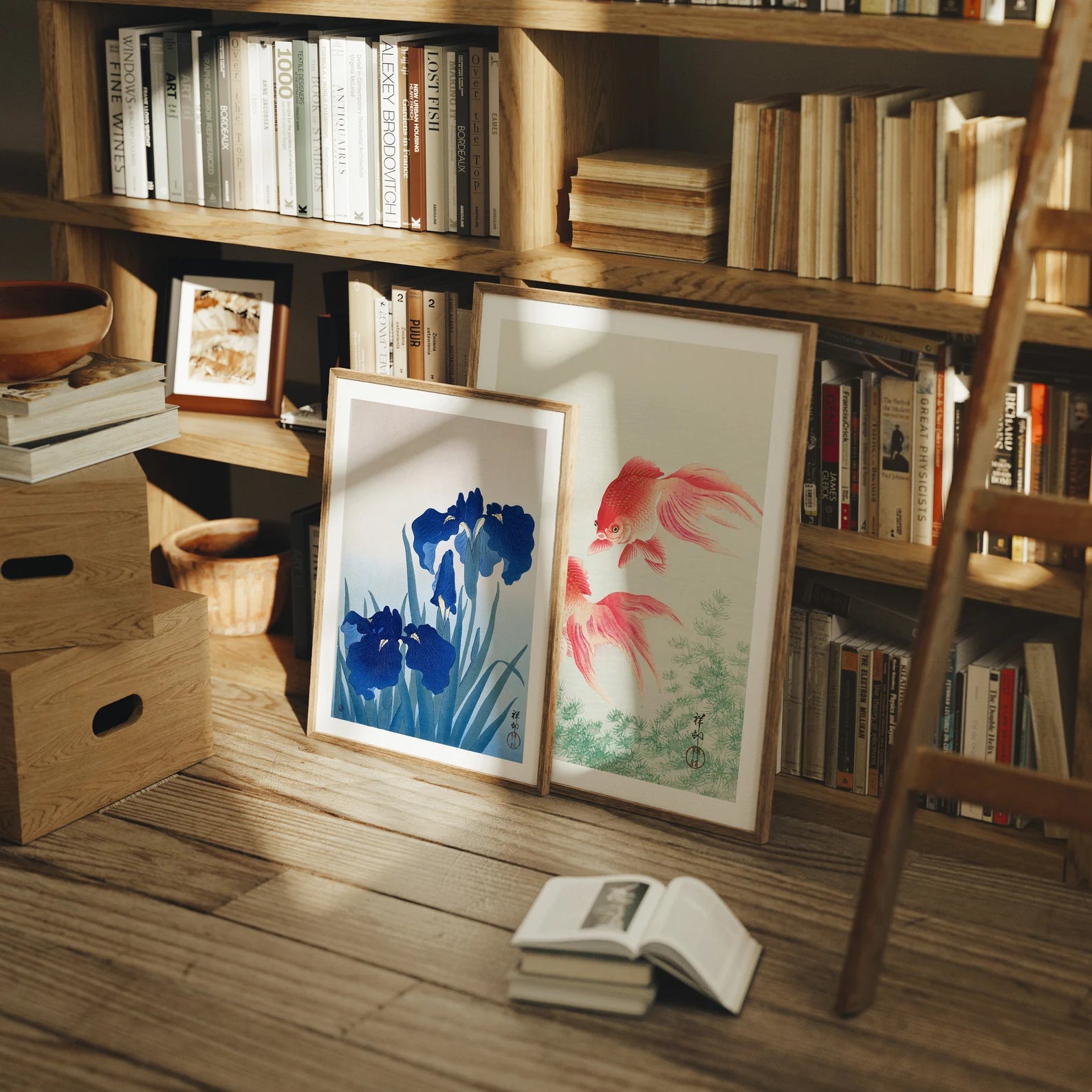 2 Vertical 3x4 Library Frames Mockup With Sunlight