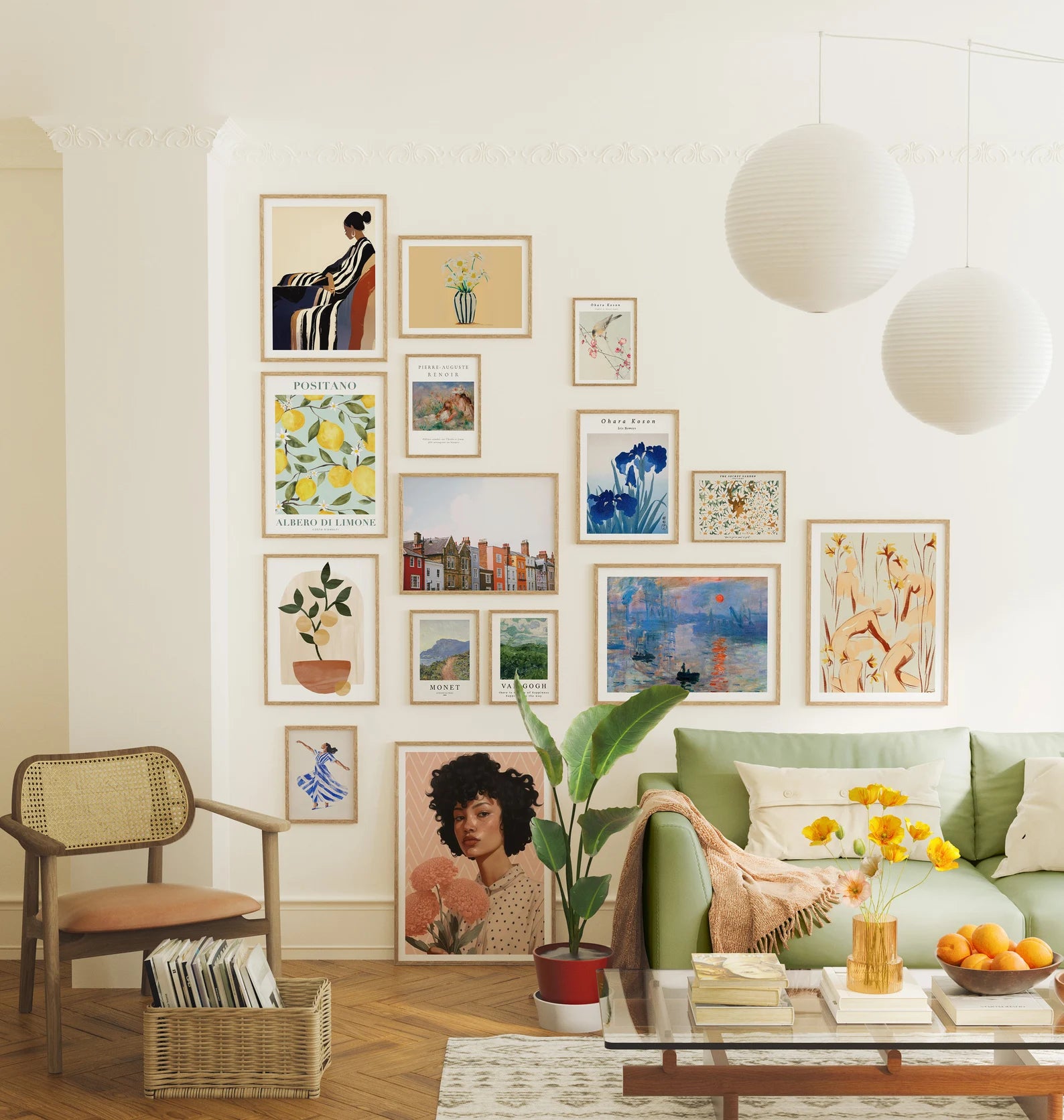 15 Living Room Wall Gallery Frames Mockup