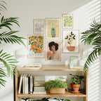 6 Vertical 5x7 Wall Frames Mockup With Sunlight